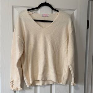 Cream V-Neck Women's Sweater